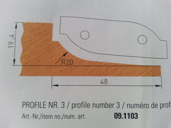 HW-WPL-Abplattfräser Profil 3 Ø 160 x 20 x 30 mm Z2  MAN ALU
